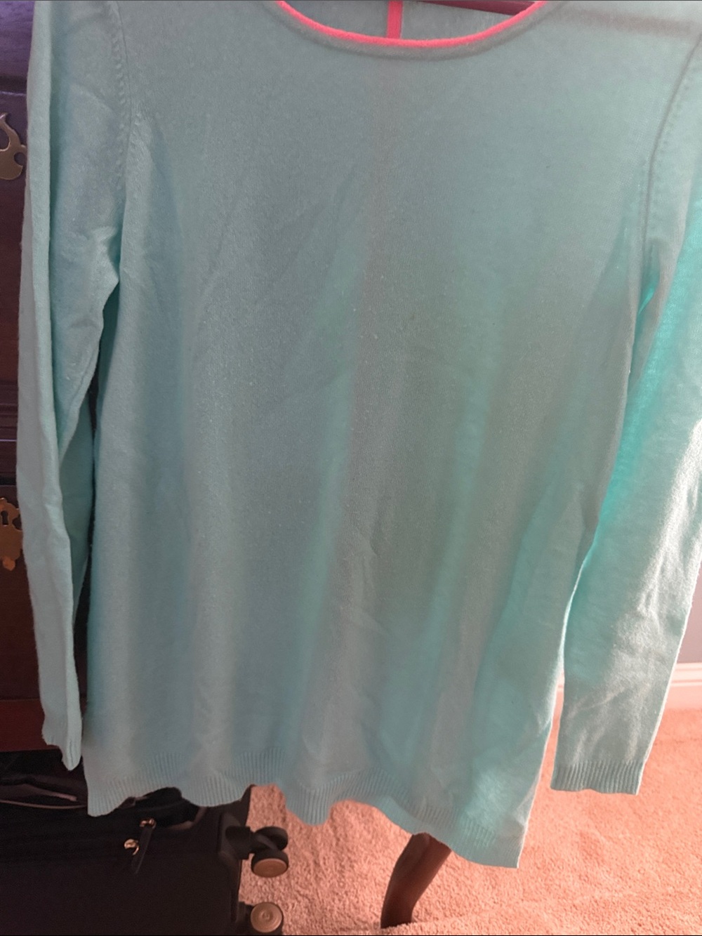Lilly Pulitzer Aqua sweater with Pink Trim